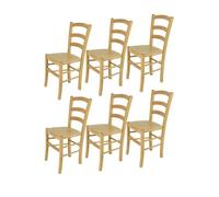 Tommychairs - Set 6 chaises cuisine VENICE, robuste structure en bois de hêtre peindré en couleur naturelle et assise en bois