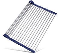 Tomorotec 45 x 32 cm Égouttoir à vaisselle enroulable pour évier, couverture de l'évier de cuisine, accessoire de cuisine en acier inoxydable, organisateur multifonction pliable, égouttoir à vaisselle