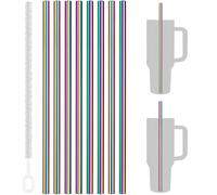 Tomorotec Lot de 8 pailles en acier inoxydable pour gobelets Stanley de 1,2 l (irisé)