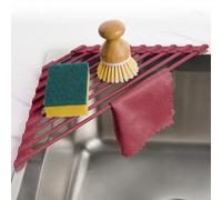 Tomorotec Petit égouttoir à vaisselle pliable triangulaire avec revêtement en silicone, cadre en acier inoxydable pour les coins d'évier, draineur et organisateur de cuisine multifonctionnel au-dessus