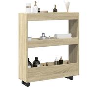 Tomostar Desserte de Cuisine, Desserte Étroite Chariot de Rangement à roulettes étroit 3 Niveaux 60 x 18 x 70 cm chêne Sonoma