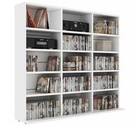 Tomostar Étagère Rangement CD/DVD, Meuble de Rangement CD et DVD Armoire à CD Étagère Bibliothèque Blanc 100x23x89,5 cm Bois d’ingénierie