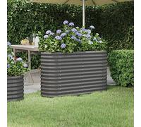 Tomostar Lit de Jardin Surélevé, Jardinière Potager de Jardin Bac à Plant Acier Enduit de Poudre 114x40x68 cm Gris