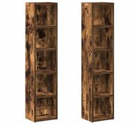 Tomostar Lot de 2 Étagère Colonne à CD/DVD, Meuble de Rangement CD et DVD Armoire à CD Étagère Bibliothèque 2 pcs Chêne fumé 21x16x93,5 cm Bois d'ingénierie