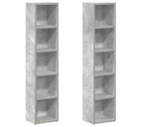 Tomostar Lot de 2 Étagère Colonne à CD/DVD, Meuble de Rangement CD et DVD Armoire à CD Étagère Bibliothèque 2 pcs Gris béton 21x16x93,5 cm Aggloméré