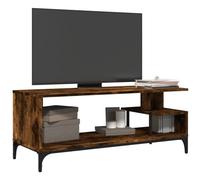 Tomostar Meuble TV, Banc TV Support Télé Armoire de Télévision chêne fumé Bois ingénierie et Acier Enduit de Poudre 102x40x41 cm