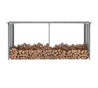 Tomostar Range Bûche Extérieur, Range Bois Étagère à Bûches Support pour Bois de Chauffage Abri de stockage de bois Acier galvanisé 330x92x153 cm Gris