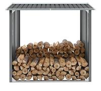 Tomostar Range Bûche Extérieur, Range Bois Étagère à Bûches Support pour Bois de Chauffage Abri de stockage de bois Acier galvanisé 172x91x154 cm Gris