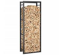 Tomostar Range Bûche Vertical, Range Bois Étagère à Bûches Support pour Bois de Cheminée Noir mat 50x28x132 cm Acier