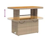 Tomostar Table Basse de Jardin Relevable, Table à Manger Salon Extèrieur Beige 90x55x71 cm résine tressée et Bois Acacia
