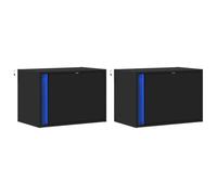 Tomostar Table de Chevet Murale Lot de 2, Table de Nuit Suspendue Chevet de Lit avec lumières LED 2 pcs Noir