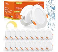 Tomosu Lot de 10 plafonniers LED encastrables à intensité variable, blanc naturel 4000 K, IP44, 5 W, 450 lm, 220-240 V, coupe Φ78 à 85 mm, 24 mm, ultra fin pour salle de bain, chambre à coucher