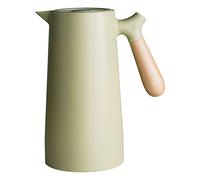 Tomotato 1L Carafe à Café Isotherme, Théière Sous Vide avec Double Paroi en Verre et Poignée en Bois pour Maintenir Chaud ou Froid, Nettoyage Facile, Utilisation en Maison Cuisine, Bureau (Vert)