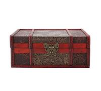 Tomotato Boîte de Rangement en Bois Vintage, 23x16x9.8cm Organisateur de Boîte en Bois, Contenant de Rangement de Bijoux Décoratif pour Livre Cosmétique Décor (Lotus avec serrure)