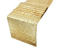 Tomotato Chemin de Table à Paillettes, 30x300cm Long Chemin de Table en Polyester Brillant, Nappe décorative pour Mariage Anniversaire Noël Fête Décoration de Table Maison Événements(Or)