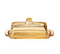 Tomotato Plat Beurre Verre Rectangulaire Couvercle Hermétique 20x9x8cm (Ambre)