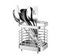 Tomotato Porte Ustensiles de Cuisine Inox, Panier à Couvert Mural de Cuisine avec Base Détachable pour Couteaux Fourchettes Cuillères, Support de Rangement de Cuisine pour Couverts(Petit argent)