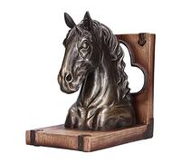 Tomotato Sculpture de Tête de Cheval Support de Livre de Cheval en Résine Serre-Livres de Cheval Exquis Ornement de Cheval Multifonctionnel pour Le Bureau à Domicile, Disponible en 2 Couleurs(Bronze)