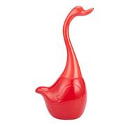 Tomshi Porte-Balai de Toilette en Céramique en Plastique avec Cygne, Salle de Bains Créative, Outil de Nettoyage Ménager Drôle, Brosse de Nettoyage - Rouge