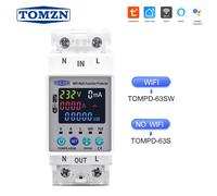 TOMZN 2P 63A 110V 220V Interrupteur intelligent Wi-Fi avec compteur kWh, disjoncteur temporisé avec protection contre la tension, le courant et les fuites