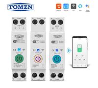 TOMZN 63A 1P+N Interrupteur intelligent WIFI avec compteur d'énergie, surveillance de la consommation Kwh, disjoncteur, relais temporisé, MCB TUYA Smartlife
