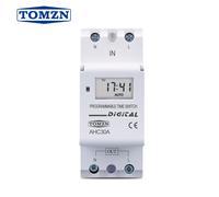 TOMZN Nouveau type de minuterie numérique programmable hebdomadaire 7 jours sur rail DIN, 2 fils, relais de contrôle AC 220V 230V 12V 24V 48V 16A