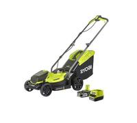 Ryobi RLM18C33B25 Tondeuse à gazon sans fil Largeur de coupe 33 cm, Hauteur de coupe réglable avec sac de collecte de 35 l, avec batterie + chargeur