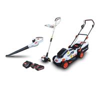 Elem Kit 3 machines 20V – Tondeuse 33 cm mulching, coupe-bordure, souffleur + 2 batteries 20V 2Ah