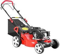 Tondeuse à essence avec moteur 4 temps, propulsion sur roues, largeur de coupe de 51 cm, 8 réglages de hauteur de coupe, puissance de 4 kW, avec sac de ramassage de 60 litres. Repliable, idéale pour l