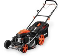 Tondeuse à essence Benzin FX-RM5396 – 5,3 chevaux, largeur de coupe de 53 cm et réglage de la hauteur de coupe de 25 à 75 mm | Bac de ramassage de 70 litres, fonction mulching et éjection latérale