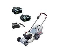 Tondeuse à gazon 43cm sans fil 2 Batteries Lithium 40V - 2,5Ah + Chargeur, Hauteur 25 à 75cm Mulching Bac 50L 600 m² IKRA