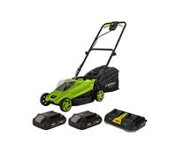 Tondeuse a gazon à batterie 20V Largeur de coupe 320mm Bac 30L 3 hauteurs de coupe 2 batteries 2Ah + Chargeur double