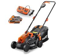 Tondeuse à Gazon à Batterie poussée 40V (2X20V) FUXTEC FX-E1RM20-33 cm Set avec 2 Batteries 2Ah et Double Chargeur 2,4A