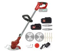 Tondeuse à gazon, Débroussailleuse électrique sans fil avec 3 types de lames désherbant coupe-herbe pelouse jardin élagage/coupe(2 Battery)