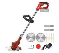 Tondeuse à gazon, Débroussailleuse électrique sans fil avec 3 types de lames désherbant coupe-herbe pelouse jardin élagage/coupe(NO Battery)