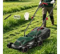 Tondeuse à gazon électrique, 160 cc, largeur de coupe de 32 cm, tondeuse à gazon poussée avec 3 réglages de la hauteur de coupe, 4000 tr/min, idéale pour une utilisation résidentielle dans la cour et