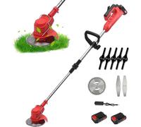 Tondeuse à gazon électrique 21V - Coupe-bordures électrique - 2 batteries incluses - Avec chargeur - Poignée en forme de U - Outil de jardinage portatif