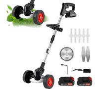 Tondeuse à gazon électrique - Appareil à main 650 W - Moteur sans balais - Manche télescopique réglable - Pliable - Prise UE - Rouge