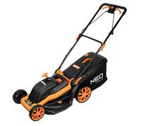 NEO TOOLS Tondeuse à gazon (1800W, largeur de coupe 44 cm, fonction mulching, bac de ramassage 45L) Tondeuse à gazon électrique, hauteur de coupe 25-75mm