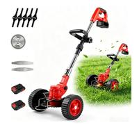 Tondeuse à gazon électrique pliable sur roues, Tondeuse à gazon sans fil 21V,Deux batteries et un chargeur, 650W, 18000 tr/min