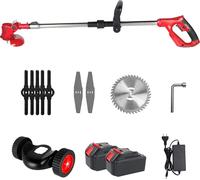 Tondeuse à gazon électrique, puissance 1500W, longueur du guidon réglable, 2 batteries, EU