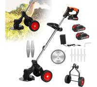 Tondeuse à Gazon électrique rotative 21V 2000 mAh à roulettes, 3 en 1, Tondeuse à Gazon électrique Hover et Coupe-Bordure