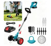 Tondeuse à gazon électrique sans fil 2 batteries 1300mAh 380W 7800 tr/min tête orientable à 90° coupe 15 cm longueur 55 cm