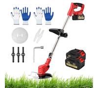 Tondeuse à gazon électrique sans fil 300 W avec 2 batteries, lames métalliques réglables, longueur télescopique 91-125 cm pour l'entretien de la pelouse et du jardin