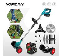 Tondeuse à gazon électrique sans fil YOFIDRA, coupe-herbe de jardin, longueur de coupe 100-135 cm, outil électrique compatible avec batterie Makita 21V. With 1 Battery
