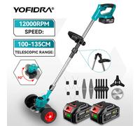 Tondeuse à gazon électrique sans fil YOFIDRA, coupe-herbe de jardin, longueur de coupe 100-135 cm, outil électrique compatible avec batterie Makita 18V. With 1 Battery