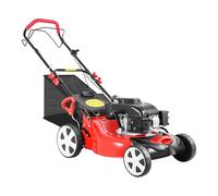 Tondeuse à gazon essence, entraînement de roue, fonction mulching, moteur puissant 5 CV 140 cc, 51 cm de largeur de coupe, panier 60 l