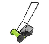 Tondeuse à gazon manuelle à 5 lames de 30,5 cm, tondeuse à gazon avec récupérateur d'herbe de 1,2 à 4,5 cm, hauteur de coupe manuelle réglable de 1,2 à 4,5 cm, pour une pelouse saine et verte