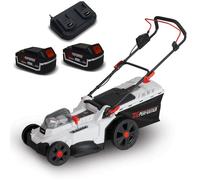 Tondeuse à gazon portative sur batterie - 40V MAX - Hauteur de coupe 6 positions avec 2 Batteries 4Ah et double chageur