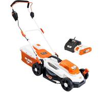 Tondeuse à gazon sans fil 20V RURIS RXI3324e - Coupe 33 cm, Hauteur 25-75 mm, 3-en-1, Moteur Brushless, Batterie 4Ah + Chargeur